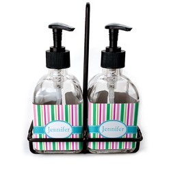 Grosgrain Stripe Glass Soap & Lotion Bottle Set (Personalized)