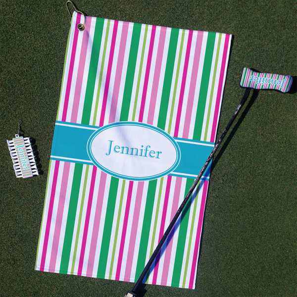 Custom Grosgrain Stripe Golf Towel Gift Set (Personalized)