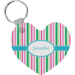 Grosgrain Stripe Heart Plastic Keychain w/ Name or Text