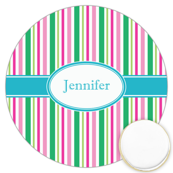 Custom Grosgrain Stripe Printed Cookie Topper - 3.25" (Personalized)