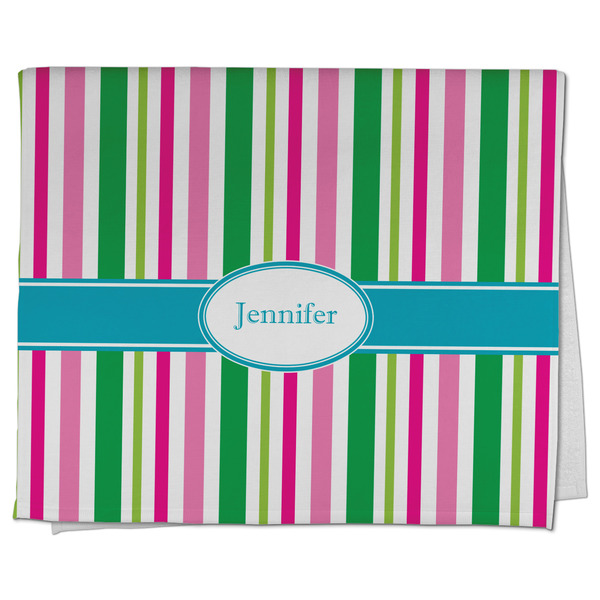 Custom Grosgrain Stripe Kitchen Towel - Poly Cotton w/ Name or Text