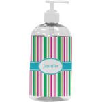 Grosgrain Stripe Plastic Soap / Lotion Dispenser (16 oz - Large - White) (Personalized)