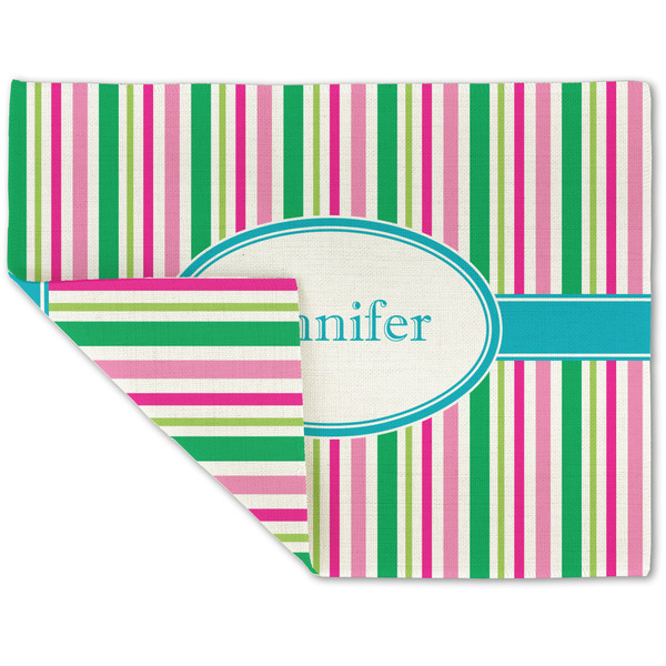 Custom Grosgrain Stripe Double-Sided Linen Placemat - Single w/ Name or Text