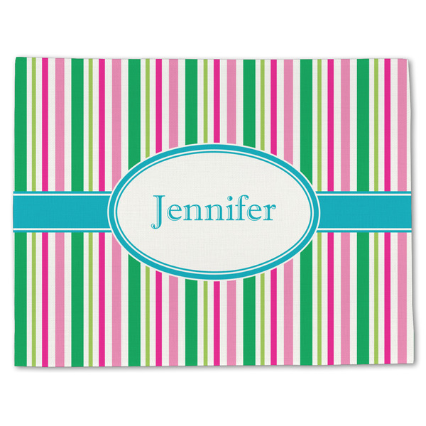 Custom Grosgrain Stripe Single-Sided Linen Placemat - Single w/ Name or Text