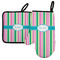 Grosgrain Stripe Neoprene Oven Mitt and Pot Holder Set - Left