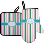 Grosgrain Stripe Oven Mitt & Pot Holder Set w/ Name or Text