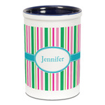 Grosgrain Stripe Ceramic Pencil Holders - Blue