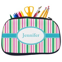 Grosgrain Stripe Neoprene Pencil Case - Medium w/ Name or Text