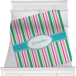 Grosgrain Stripe Minky Blanket - Toddler / Throw - 60"x50" - Double Sided w/ Name or Text