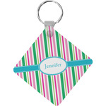 Grosgrain Stripe Diamond Plastic Keychain w/ Name or Text