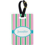 Grosgrain Stripe Plastic Luggage Tag - Rectangular w/ Name or Text