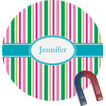 Grosgrain Stripe Round Fridge Magnet (Personalized)