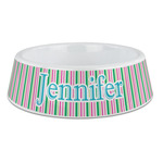 Grosgrain Stripe Plastic Dog Bowl - Large (Personalized)