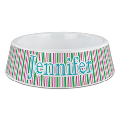 Grosgrain Stripe Plastic Dog Bowl - Large (Personalized)