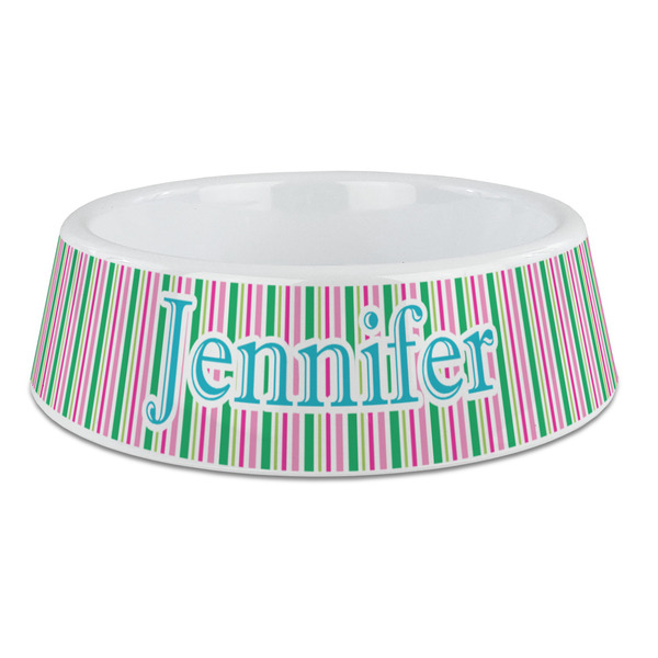 Custom Grosgrain Stripe Plastic Dog Bowl - Large (Personalized)