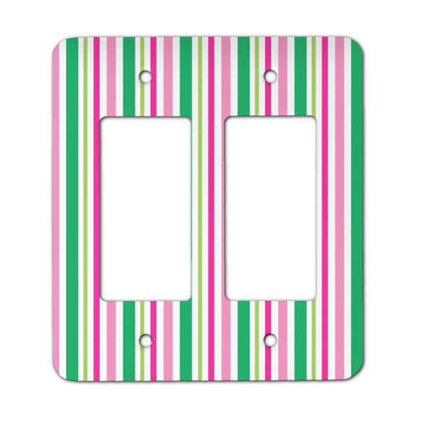 Custom Grosgrain Stripe Rocker Style Light Switch Cover - Two Switch