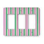 Grosgrain Stripe Rocker Style Light Switch Cover - Three Switch