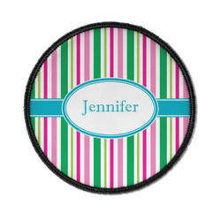 Grosgrain Stripe Iron On Round Patch w/ Name or Text