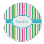 Grosgrain Stripe Sandstone Car Coaster - Single (Personalized)