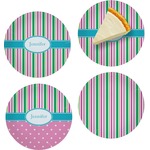 Grosgrain Stripe Set of 4 Glass Appetizer / Dessert Plate 8" (Personalized)