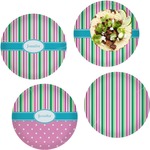 Grosgrain Stripe Set of 4 Glass Lunch / Dinner Plate 10" (Personalized)