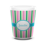 Grosgrain Stripe Ceramic Shot Glass - 1.5 oz - White - Single (Personalized)