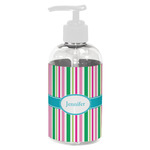 Grosgrain Stripe Plastic Soap / Lotion Dispenser (8 oz - Small - White) (Personalized)