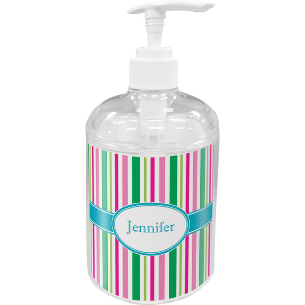 Custom Grosgrain Stripe Acrylic Soap & Lotion Bottle (Personalized)