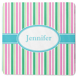 Grosgrain Stripe Square Rubber Backed Coaster (Personalized)