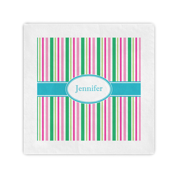 Custom Grosgrain Stripe Cocktail Napkins (Personalized)