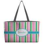 Grosgrain Stripe Beach Totes Bag - w/ Black Handles (Personalized)