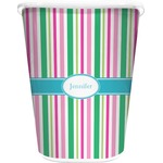 Grosgrain Stripe Waste Basket - Double Sided (White) (Personalized)