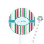 Grosgrain Stripe 5.5" Round Plastic Stir Sticks - White - Double Sided (Personalized)