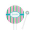 Grosgrain Stripe White Plastic 5.5" Stir Stick - Round - Closeup