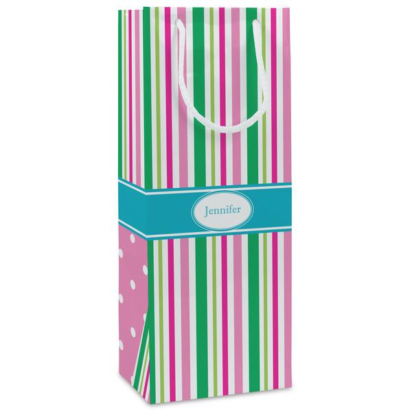 Custom Grosgrain Stripe Wine Gift Bags - Matte (Personalized)