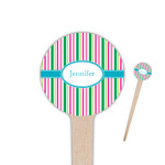 Grosgrain Stripe 4" Round Wooden Food Picks - Double Sided (Personalized)