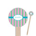 Grosgrain Stripe 6" Round Wooden Food Picks - Double Sided (Personalized)