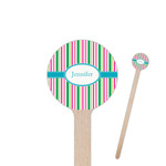 Grosgrain Stripe 7.5" Round Wooden Stir Sticks - Double Sided (Personalized)