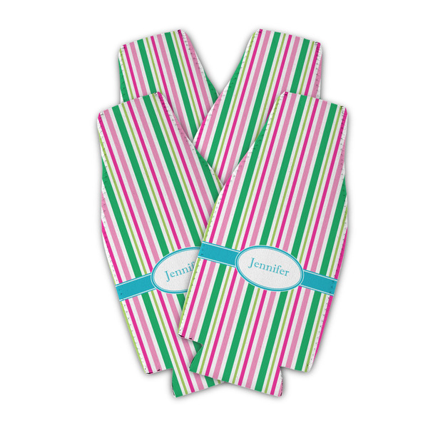 Custom Grosgrain Stripe Zipper Bottle Cooler - Set of 4 (Personalized)