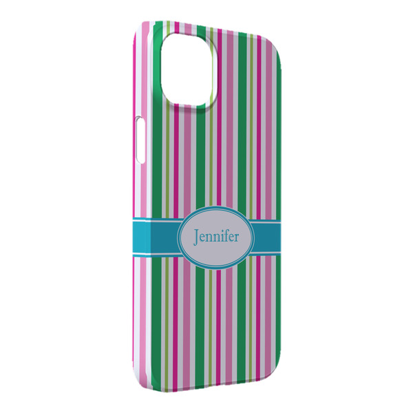 Custom Grosgrain Stripe iPhone Case - Plastic - iPhone 14 Plus (Personalized)