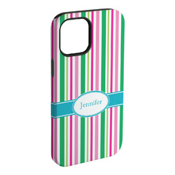 Grosgrain Stripe iPhone Case - Rubber Lined - iPhone 15 Plus (Personalized)