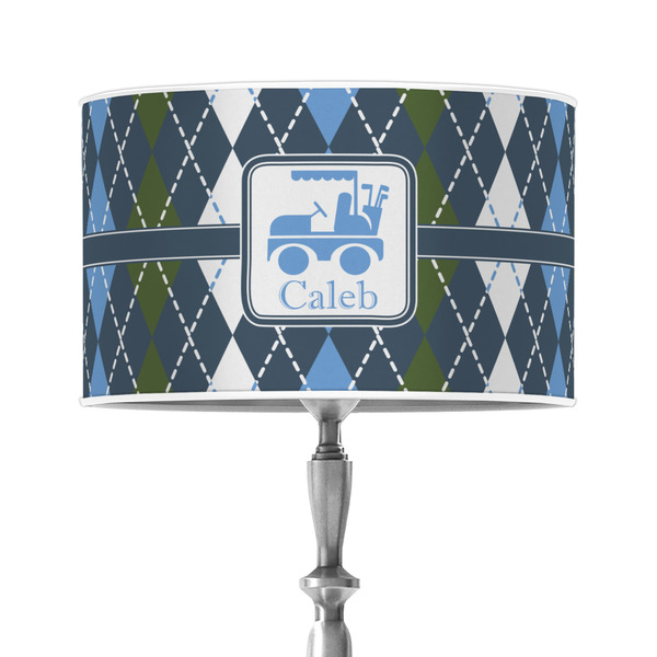 Custom Blue Argyle 12" Drum Lamp Shade - Poly-film (Personalized)