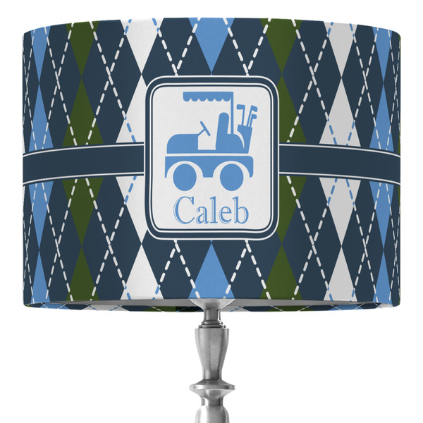 Custom Blue Argyle 16" Drum Lamp Shade - Fabric (Personalized)