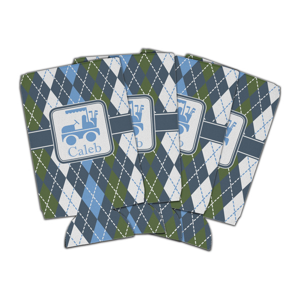 Custom Blue Argyle Can Cooler (16 oz) - Set of 4 (Personalized)