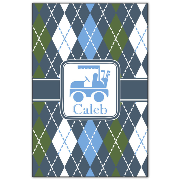 Custom Blue Argyle Wood Print - 20x30 (Personalized)