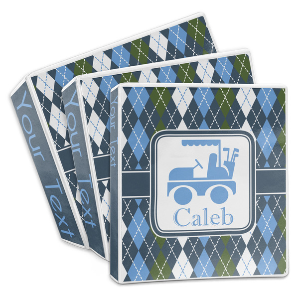 Custom Blue Argyle 3-Ring Binder (Personalized)