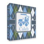 Blue Argyle 3 Ring Binder - Full Wrap - 2" (Personalized)