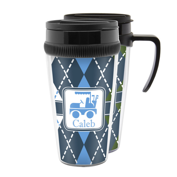 Custom Blue Argyle Acrylic Travel Mug (Personalized)