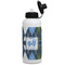 Blue Argyle Aluminum Water Bottle - White Front