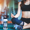 Blue Argyle Aluminum Water Bottle - White LIFESTYLE